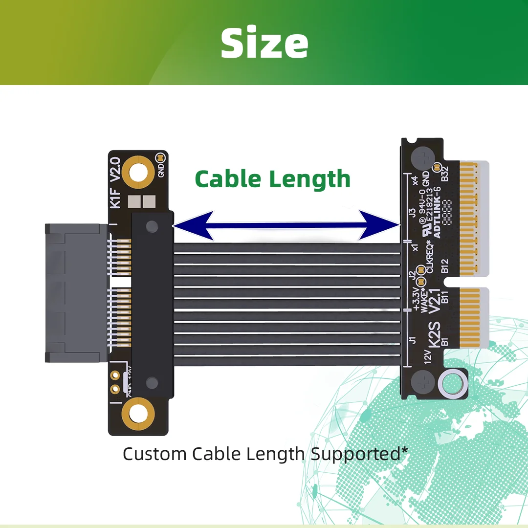 Фото Кабель-удлинитель ADT-Link PCIe 5.0 X4-X1 для видеокарт, адаптер-райзер, поддержка сетевых карт, SSD-накопителей, USB-карт расширения №5