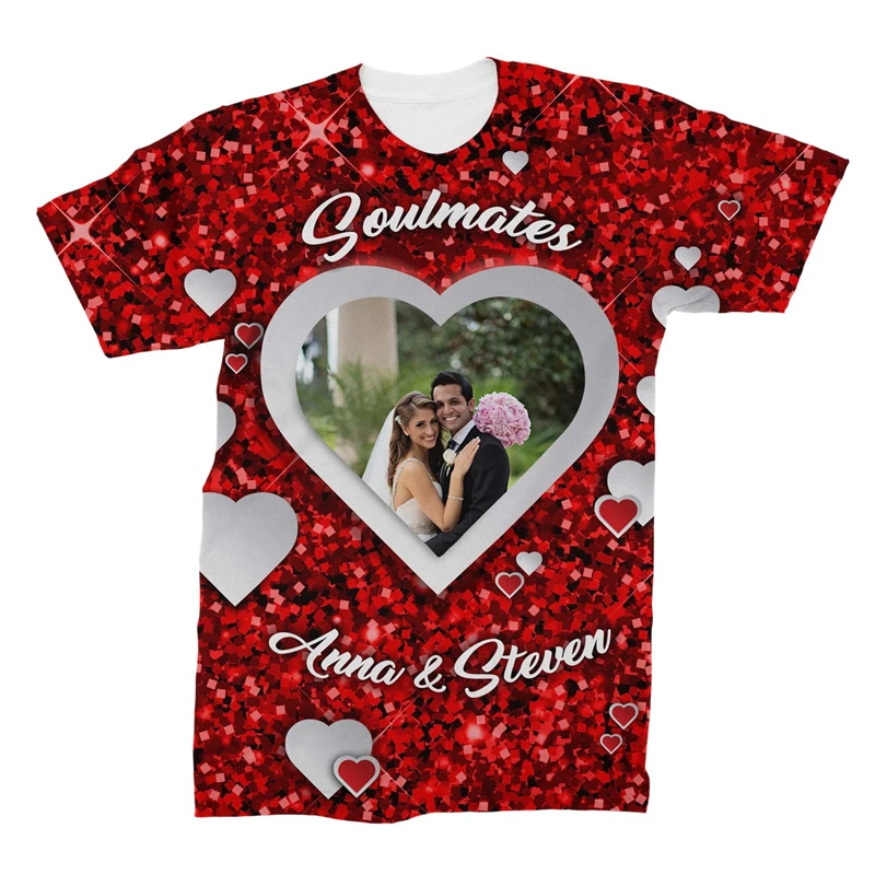 Мужская футболка с принтом сердца и любви на заказ летняя одежда короткими