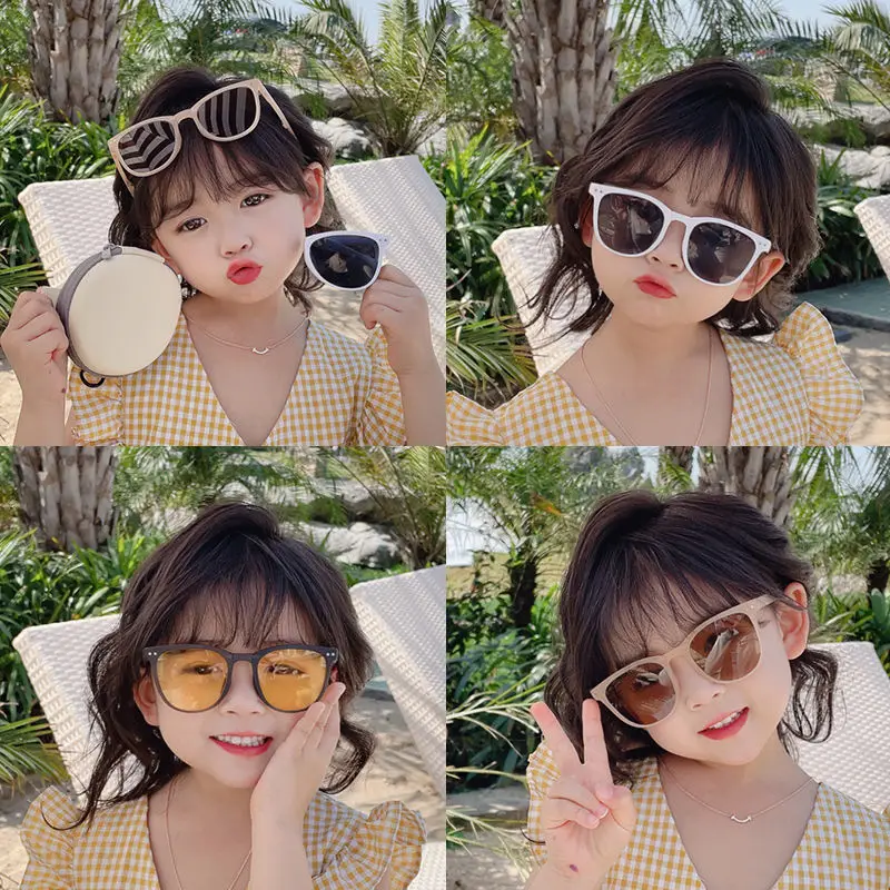 

2022 Summer Fashion Sunglasses for Boys Girls Anti-UV400 Folding Sunglasses Travel Outgoing Beach Sunglasses for 3-8 Y Children