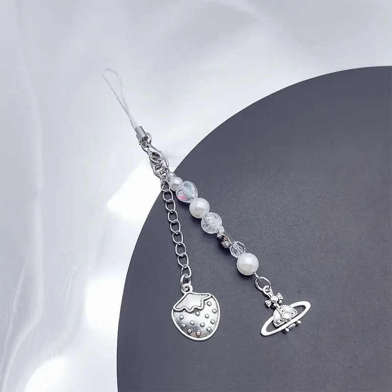 Новый модный сладкий имитация жемчуга строка планета клубника цепи мобильного