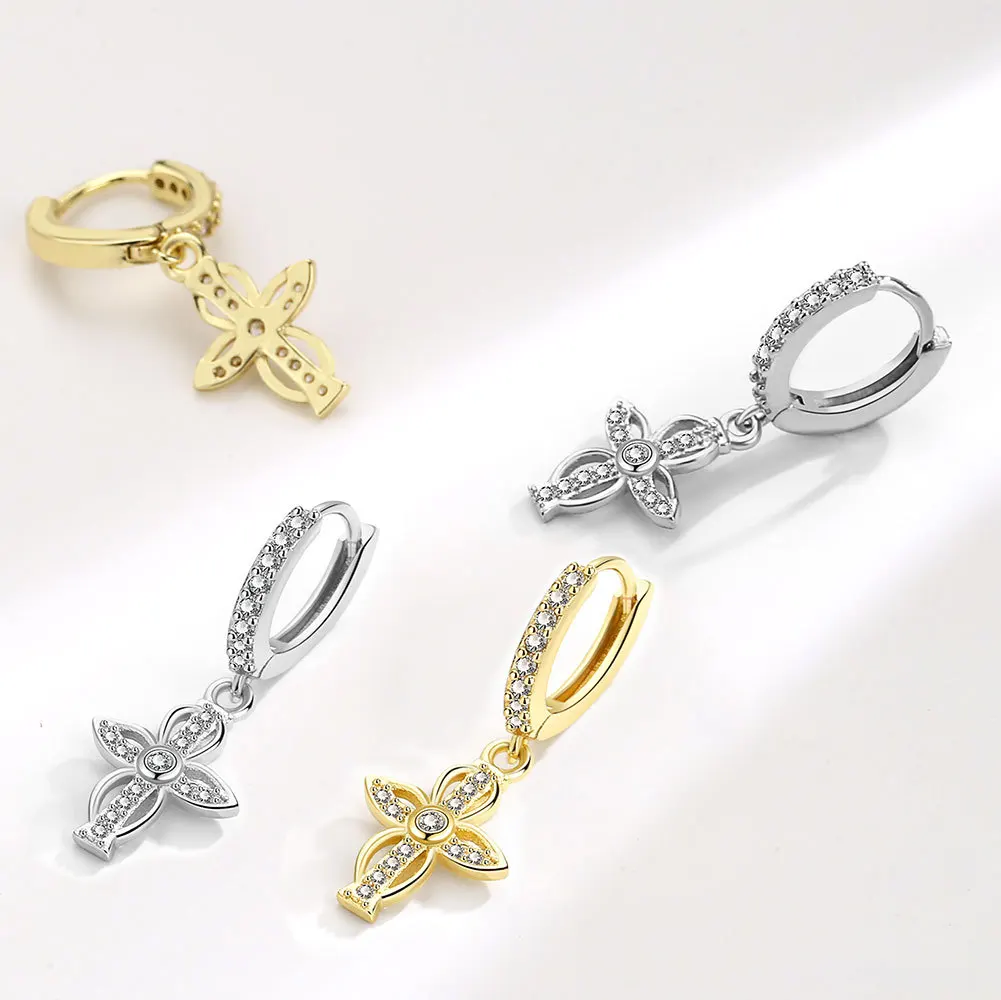 

Ms Fashion Cross Pendant Type Zirconia Crystal Bright Earrings Spiral Fashion Earrings Stud Girl Party