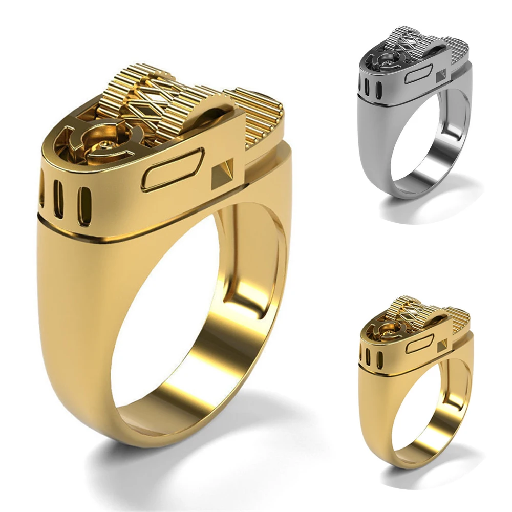 

Men Fashion Accessories Vintage Rock Gothic Creative Lighter Rings Biker Punk