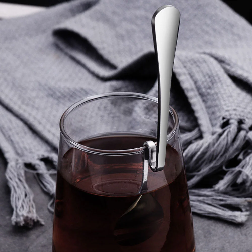 

4 Pcs Stainless Steel Dishes Coffee Spoon Hanging Cup Mixing Honey Spoons Curved Handle Stirring