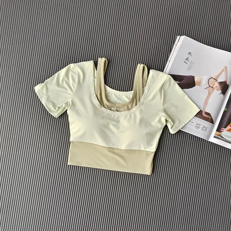 Новинка спортивные рубашки для йоги женская одежда бега фитнеса пикантный топ с