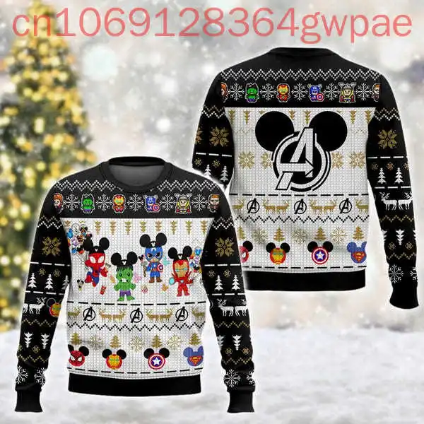 Disney Mickey Ugly Christmas Sweater Land Merry Xmas Мужской свитер Микки Минни Дональд Дак Праздничный