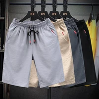 sport short pants men linen casual knee length oversize wide loose trousers fitness beach sports running large size joggers