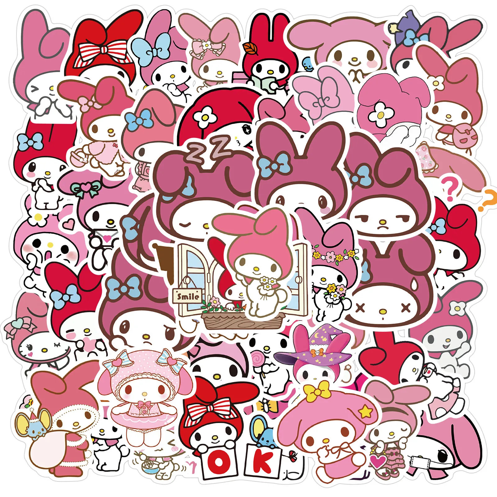 

10/30/50PCS Cartoon Cute My Melody Stickers Graffiti Decals Decoration DIY Laptop Skateboard Notebook Car Sticker Kids Toy Gift