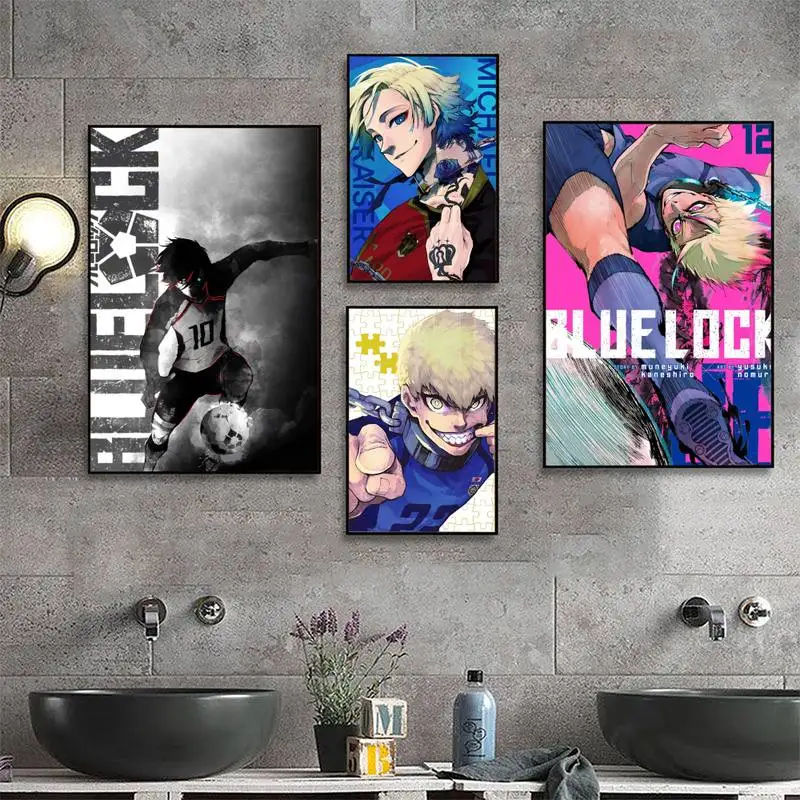 

Babaite Retro Anime Blue Lock Poster Retro Kraft Paper Sticker DIY Room Bar Cafe Room Wall Decor