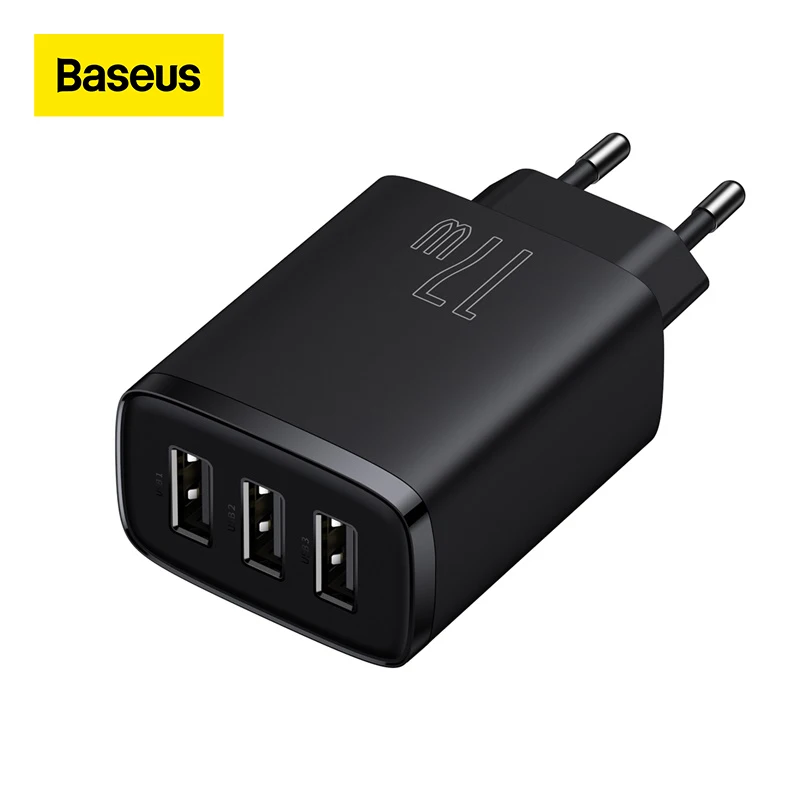 

Baseus 17W USB Charger 3 USB Quick Charger For iPhone 13 12 11 Xs EU Plug For Huawei Xiaomi Samsung Redmi Mobile Phone Charger