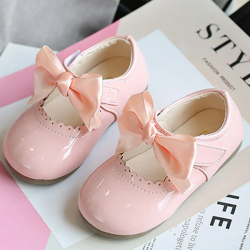 2023 обувь из искусственной кожи для девочек детская с милым бантом новая весенняя