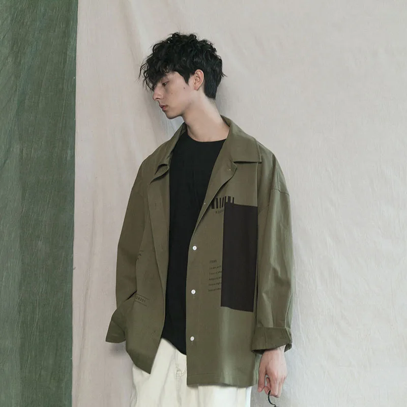 Retro Tooling Shirts Long-Sleeved Men's And Women's Street Fashion English Loose All-match Shirt Spring And Autumn Trend