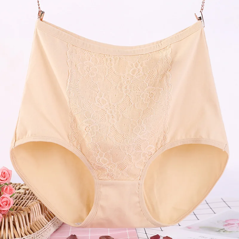 XL~6XL Summer Women's Panties High Waist Underwear Cotton Briefs Lingerie Sexy Lace Underpants Solid Breathable Female Intimates
