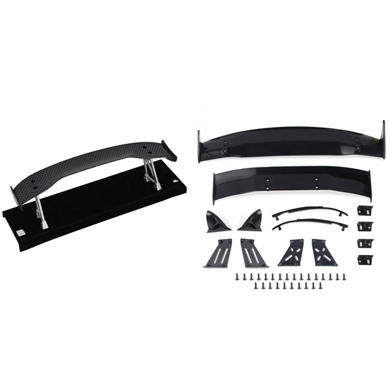 2 Set RC Car Part: 1 Carbon Fiber Tail Wing Rear Spoiler &amp Wings Drift Road Body |