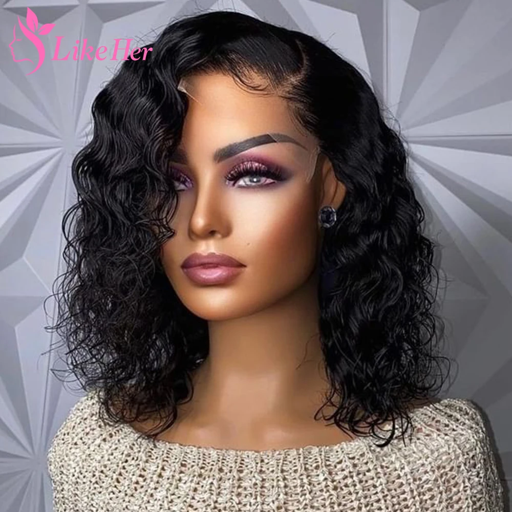 

Water Wave Lace Closure Bob Wigs For Women 4x4 Lace Bob Hair Wig Human Hair Brazilian Hair Wigs Pre-plucked With Baby Hair