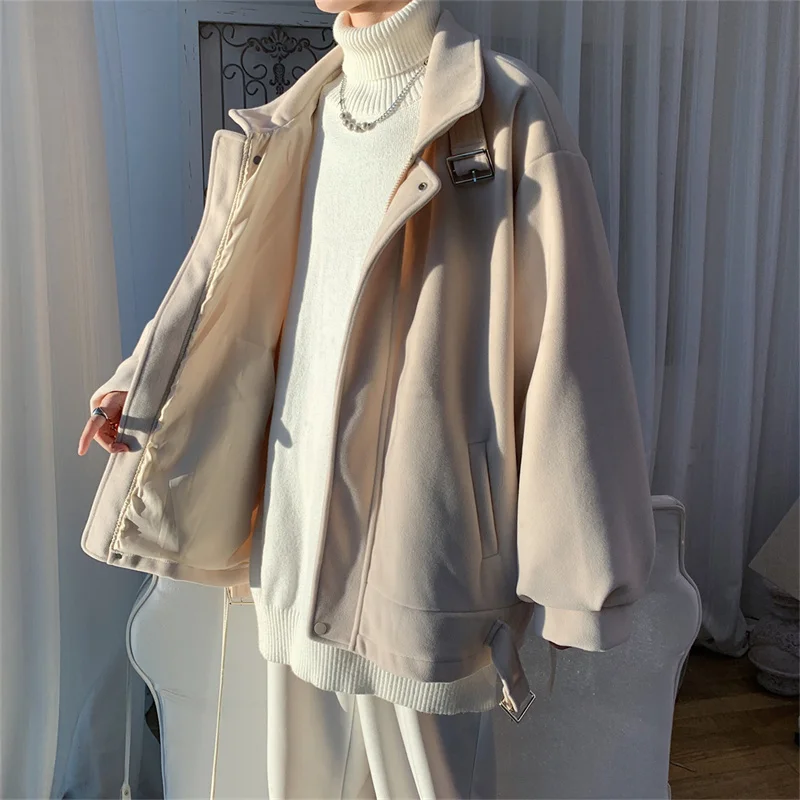

Winter Jacket Men Warm Fashion 3-color Thicken Suede Jacket Men Streetwear Korean Loose Thick Short Coat Mens Tooling Jackets