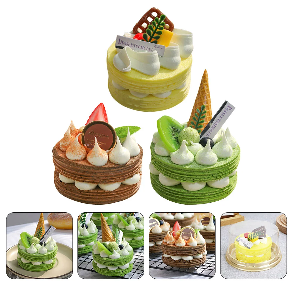 

3 Pcs Simulation Cake Cake Ornament Ice Cream Toys Kids Model Wedding Fake Cakes Pu Wedding Table Decoration Child Wedding Decor