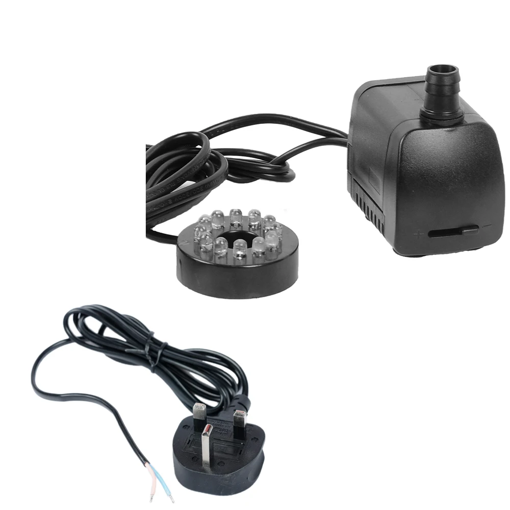 

12 LED Lights AC 220V UK Plug Submersible Water Pump 500L/H Aquariums Fish Pond Fountain Sump Waterfall 10W Fish Tank Filter