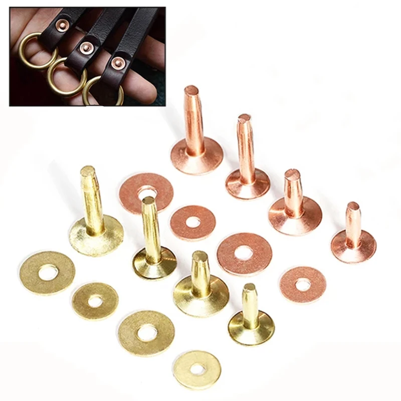 

10Pcs Copper Rivets Solid Brass Riveting Nail Studs For Clothes Belts Luggage Leather Craft Rivet Studs Permanent Tack Fasteners