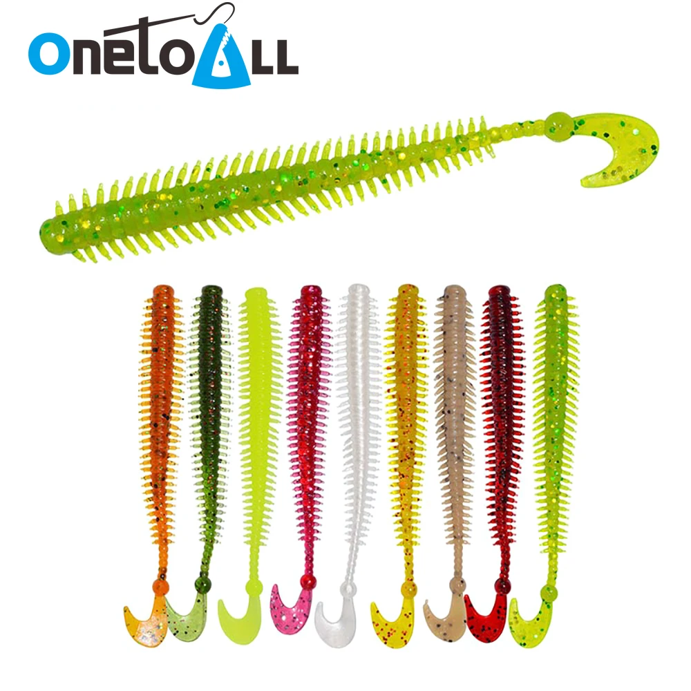 

OnetoAll 10 PCS 90mm 1.4g Soft Worm Multicolor Fishing Lure Minnow Trout Silicone Worm Bait Grub Artificial Silicone Swimbait