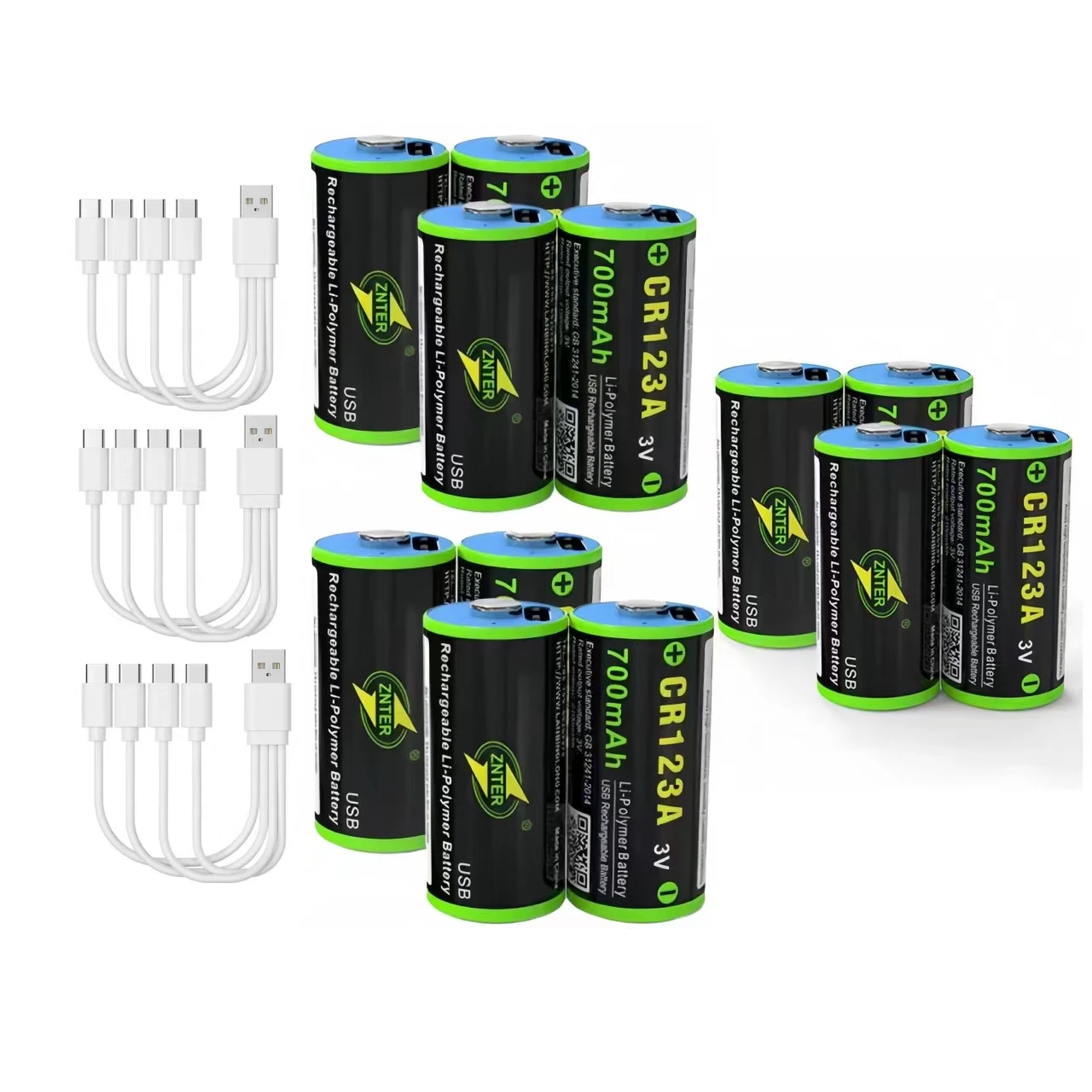 Аккумуляторная батарея CR123A 3 В 700 мАч 2100 МВтч 0 TYPE C USB перезаряжаемая