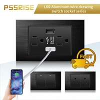 pssrise us standard outlet wall switch socket black aluminum alloy panel multifunctional power usb combination 118mm72mm