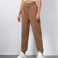 spring autumn loose casual sport pants women solid color high waist drawstring sweatpant all match leisure jogger pants trousers