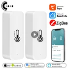 Умная Метеостанция ZigBee, термометр и датчик влажности на батарейках, работает с Alexa Google Home