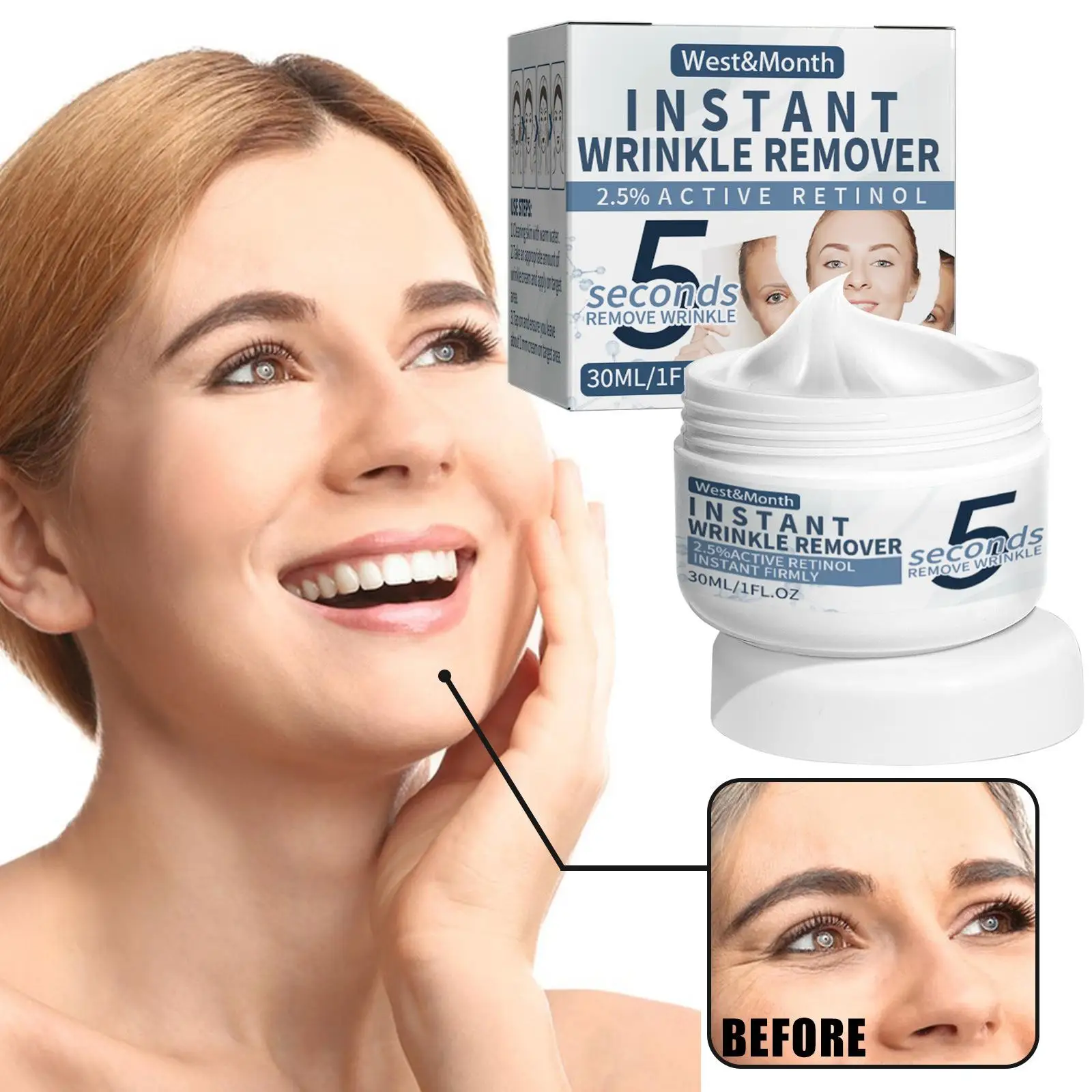 

5 Seconds Instant Wrinkle Remover Face Cream Firming Lifting Moisturizing Skin Cream Fine Care Line Aging Anti Remove Facia G2I5