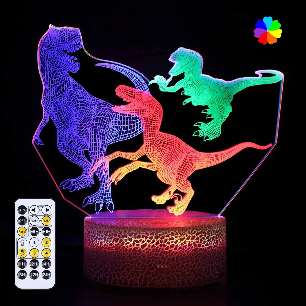

NEW Dynamic 3D Dinosaur LED Night Light Acrylic Desk Table Lamp Touch Color Changing Night Lamp for Bedroom Home Decor Kids Gift