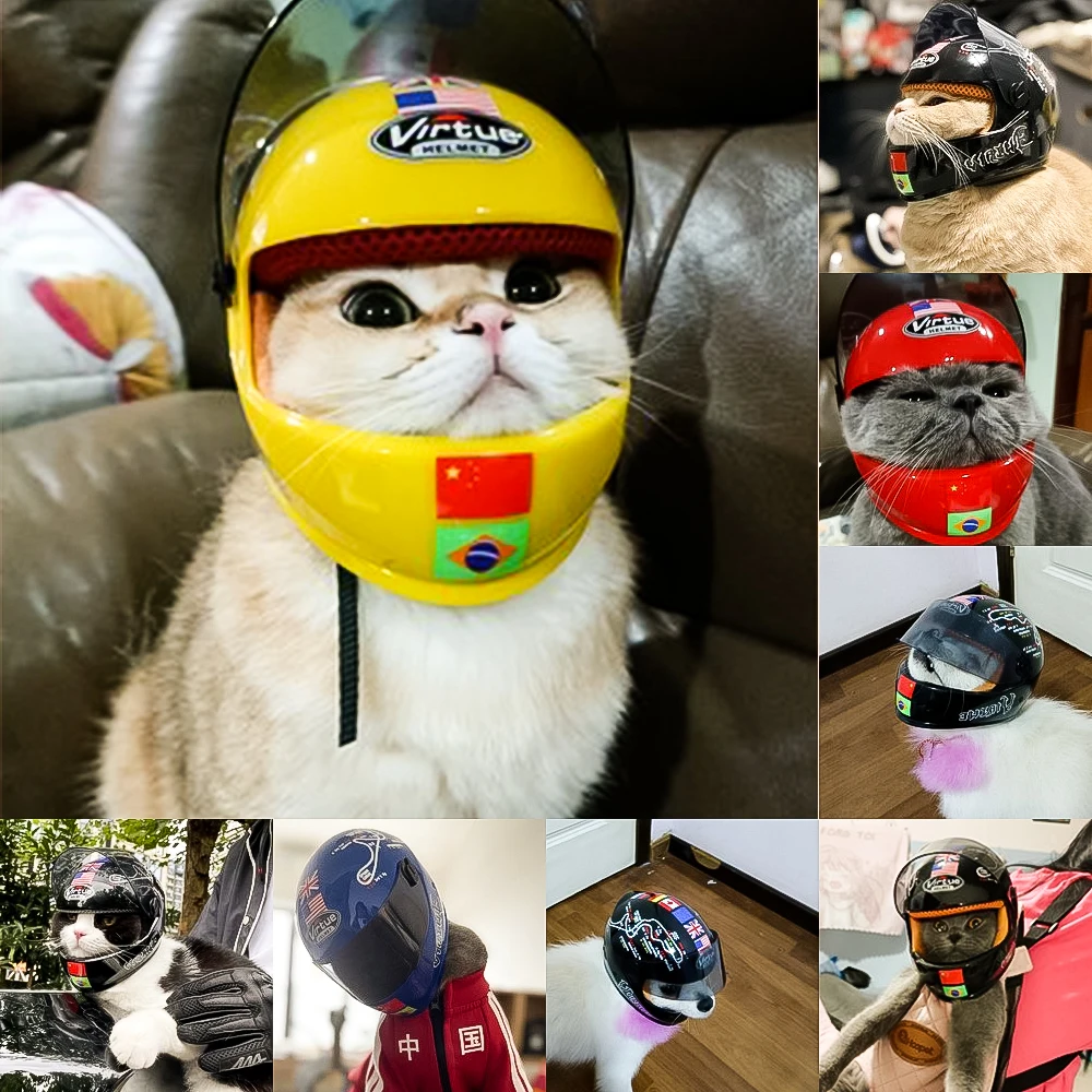 

Handsome Pet Helmet,Cute Cat Dog Cap Outdoor Anti-Collision Mini Motorcycle Helmet Cat Dog Styling Photo Props Pet Hat