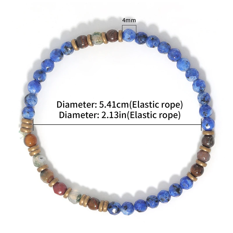 OAIITE 4 мм синий точечный Камень Браслет Мужской стрейч натуральный желтый