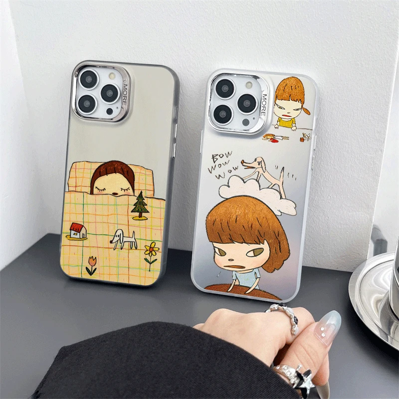 Nara Yoshitomo чехол для OPPO Reno 12 12F 11 10 9 8 7 6 5 5F 4 8T 4G 5G Pro красочная Серебряная детская