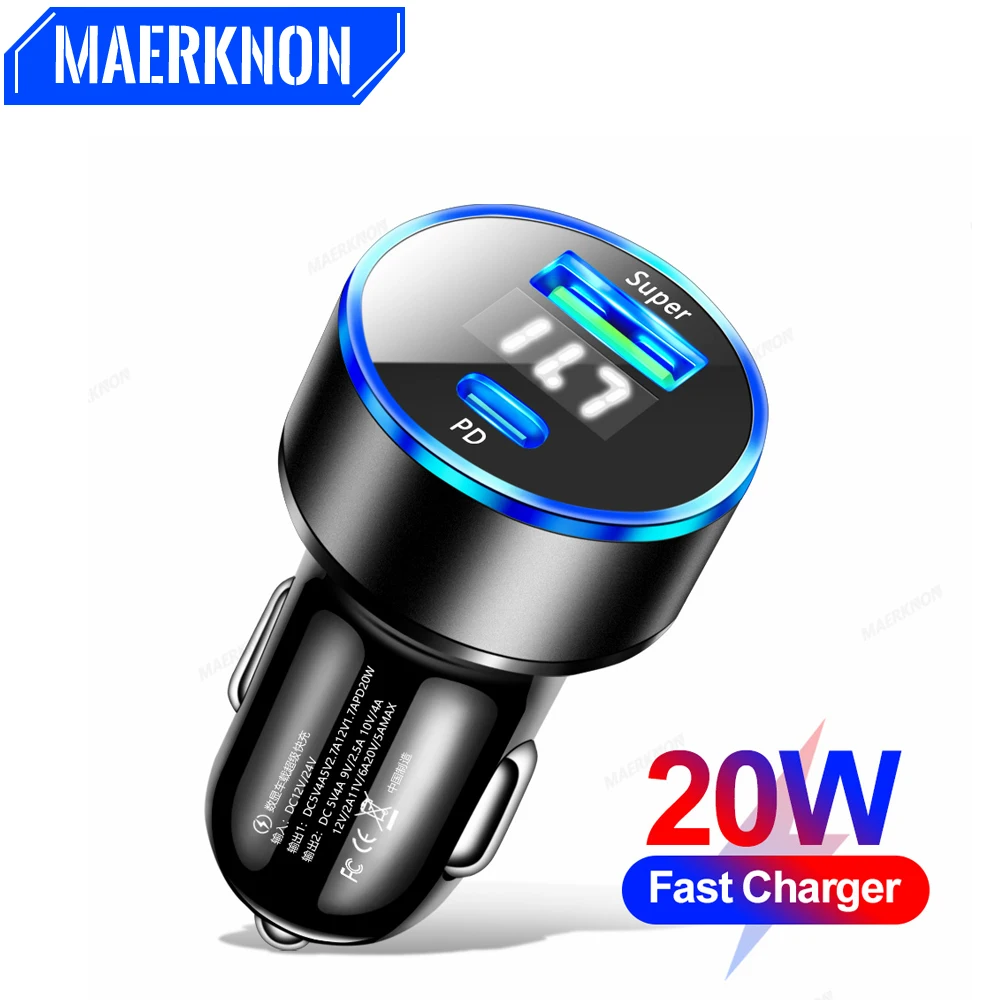 

PD Car Charger USB Type C Fast Charging Car Phone Adapter for iPhone 14 13 12 Xiaomi Huawei Samsung S21 S22 Quick Charge QC 3.0