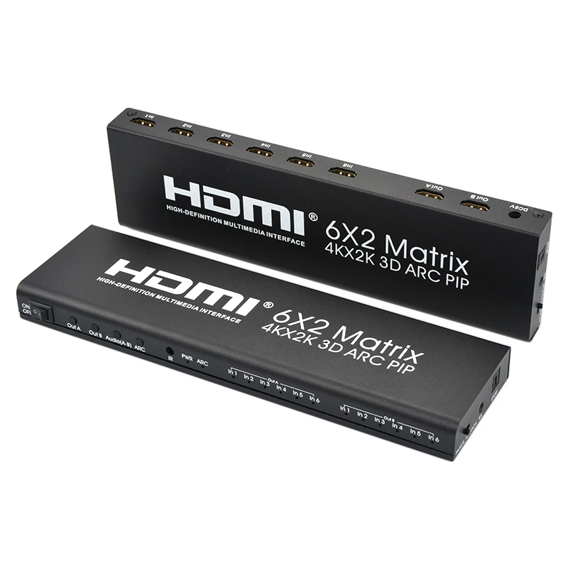 

4K@30Hz 6x2 HDMI Matrix SPDIF ARC PIP Function HDMI Video Switcher Splitter 5.1Audio Channel 4Kx2K Audio Extractor for PC Laptop