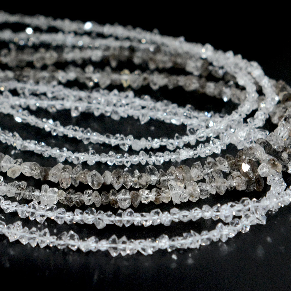 Фото Натуральные чистые энергетические кварцевые бусины Herkimer Diamond, оригинальные массивные бусины 2 мм-3 мм, 3-5 мм, длина пряди 39 см, браслет/ожерелье «сделай сам» №1