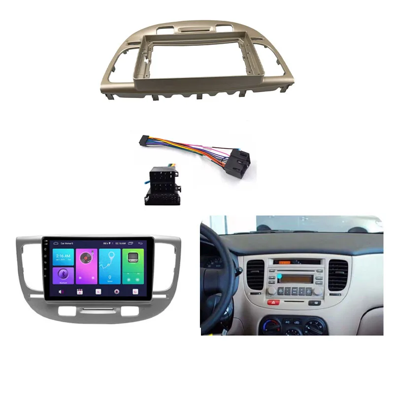 Android Audio Frame com Cabo para Kia Rio 2 2005 2006 2008-2011 Carro Auto ABS Rádio Painel GPS de som modify
