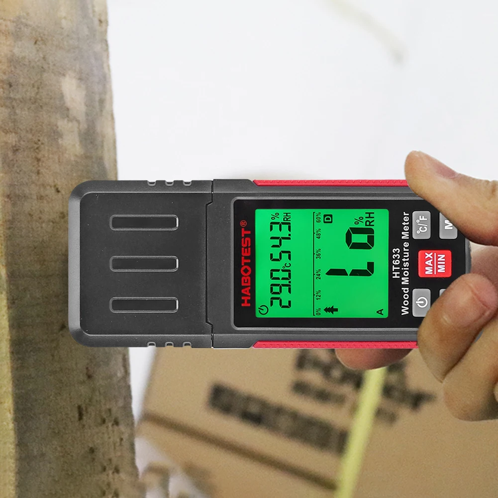 

Двухконтактный тестер влажности здания с большим ЖК-дисплеем, многофункциональный Многофункциональный тестер влажности и температуры окр...