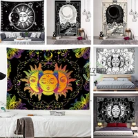 mandala tapestry white black sun and moon wall hanging retro boho abstract home room decor minimalist print art bedroom wall