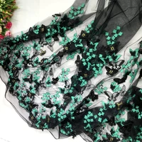 high end 3d three dimensional butterfly flower embroidery lace fabric heavy handmade clothing skirt dress net gauze fabric