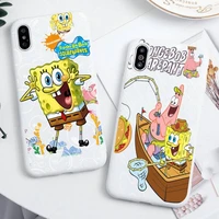 cartoon spongebob best friends phone case for iphone 13 12 11 pro max mini xs 8 7 6 6s plus x se 2020 xr candy white silicone