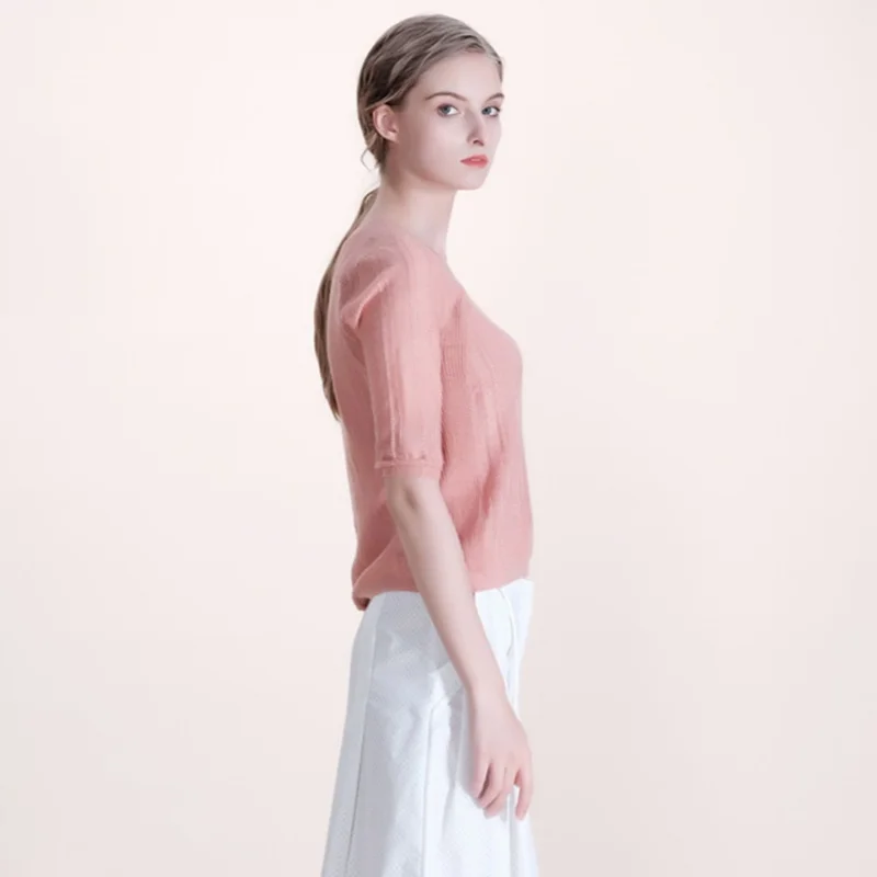 Летний женский топ пуловер крутой шелковый трикотаж с небом тонкая пригородная