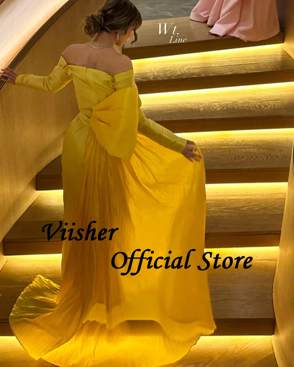 Рисунок 2 - Желтое атласное вечернее платье Viisher с рукавом 3/4