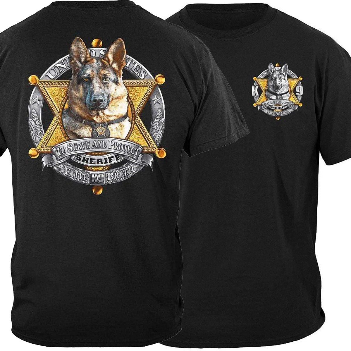 K9 Элитная рубашка шерифа немецкой овчарки. Новинка 100% хлопок футболка с коротким