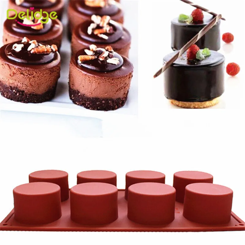 

8 Holes Silicone Round Cake Mold 3D Mini Muffin Mould Mousse Maker Tray DIY Cake Decorating Mold Pastry Baking Tool