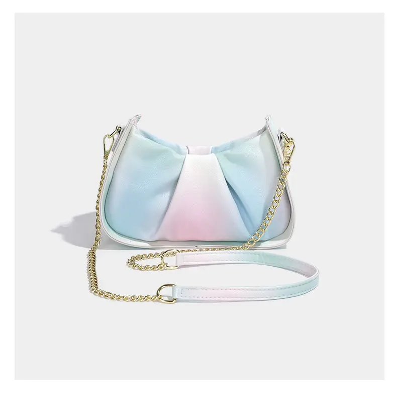 

Women Rainbow Bag Candy Color Bag Female Underarm Bags Ladies Travel Purses Fashion Women Shoulder Underarm Scarves Pleated