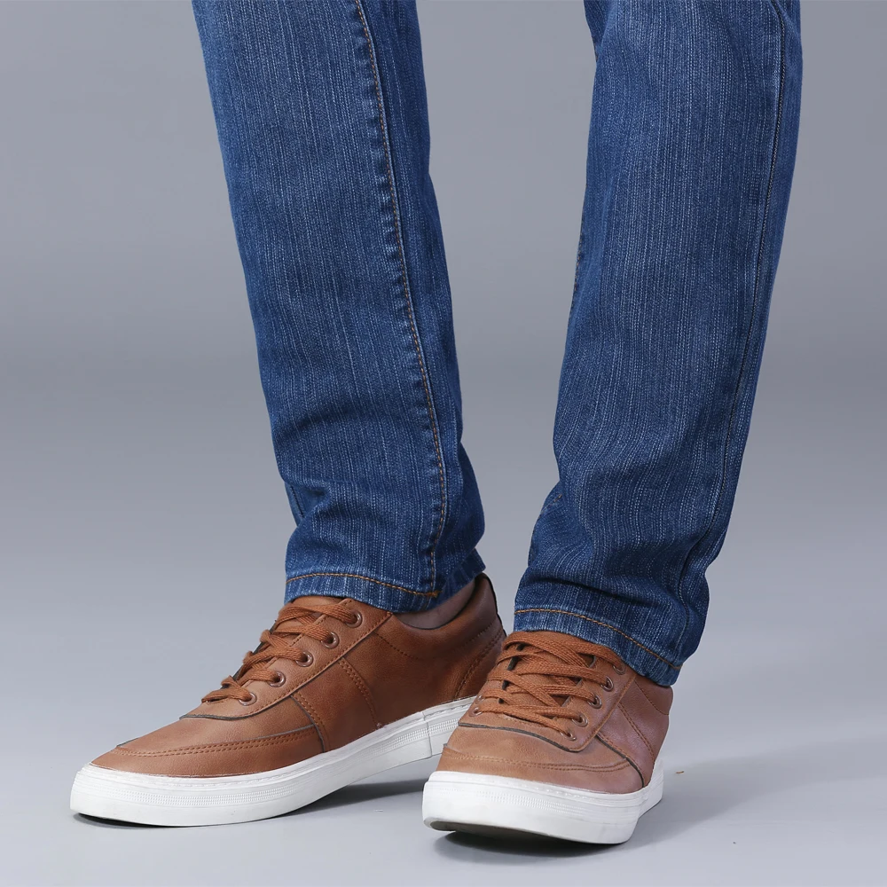 Thoshine Brand Spring Fall Men Denim Jeans Straight Fit Superior Quality Fashion Denim Pants Stretch Cowboy Trousers