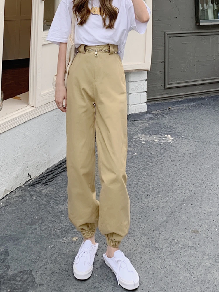 

JMPRS Spring New 2022 Overalls Harem Pants Women Fashion High Waist Plus Size Pants Female Casual Wide Leg Chain Trousers 5XL