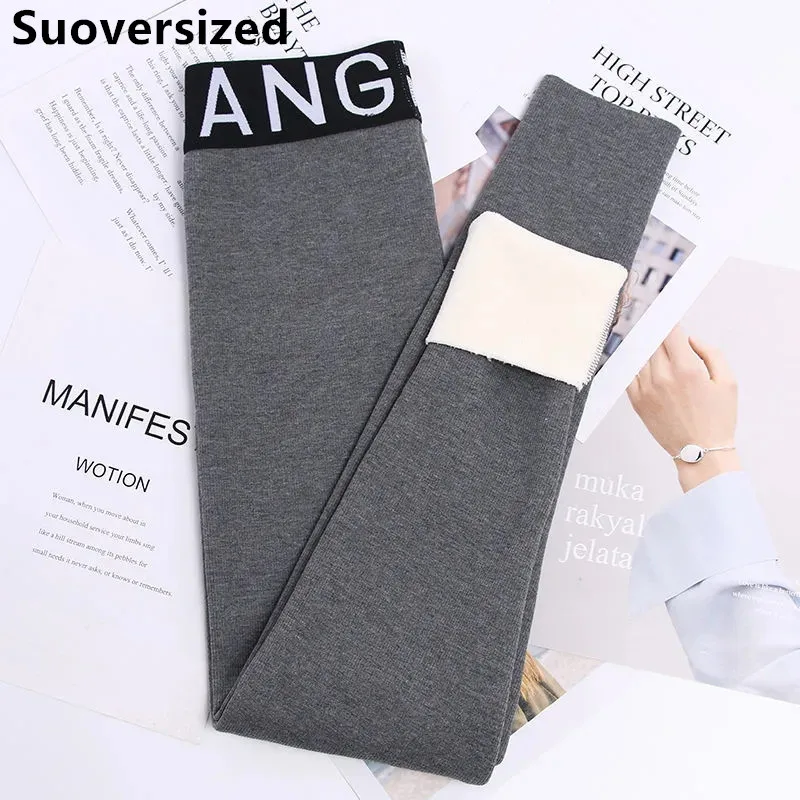 

Women's Plus Velvet Warm Thicken Leggings Winter High Waisted Ankle-length Skinny Pantalon Streetwear Korean Casual Trousers