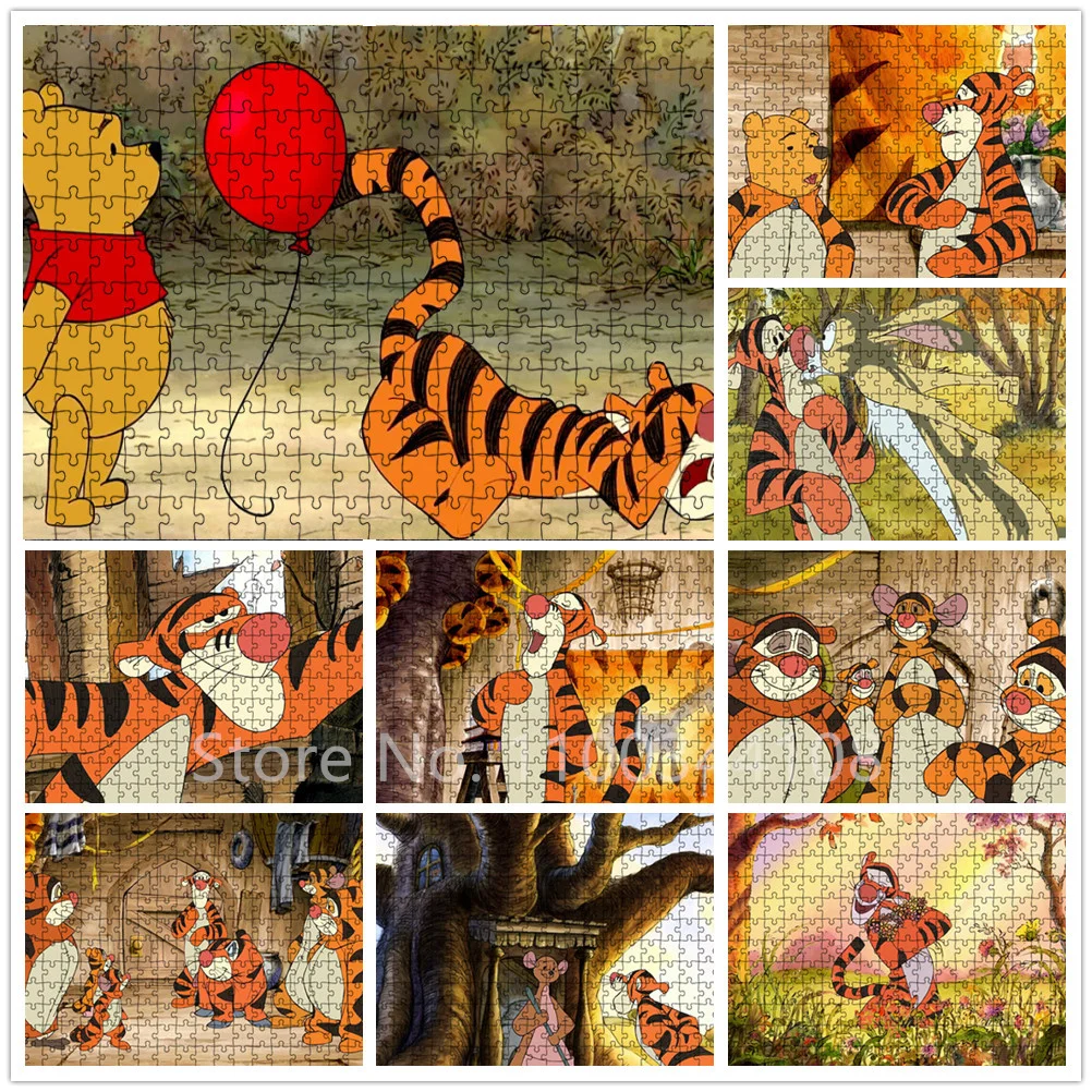 

Disney 1000 Pieces Puzzle My Friends Tigger and Winnie The Pooh Cartoon Jigsaw Puzzles for Kids Educational Toys Board Game