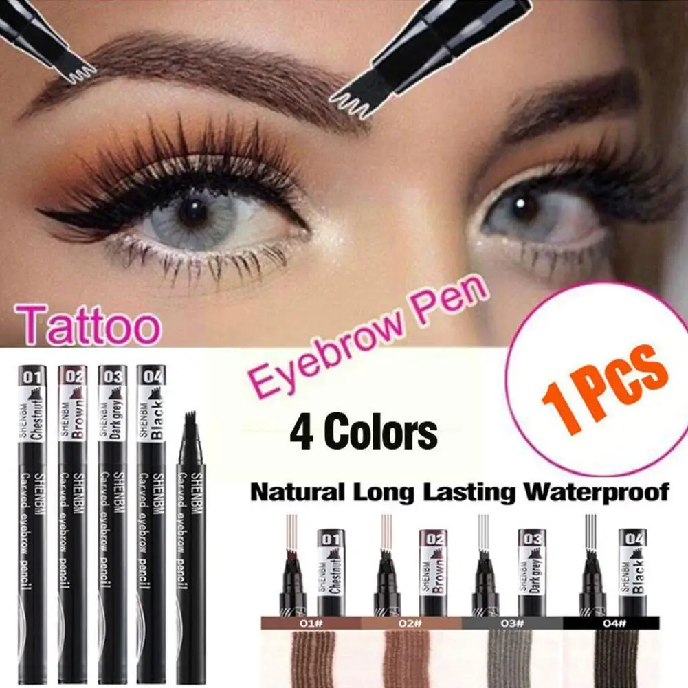 

4 Points Eyebrows Pen 4d Hair-like Eyebrow Tattoo Pen Ecological Brow Eye Pencil Liquid Sketch Imitation 4d Lazy Waterproof L0w0